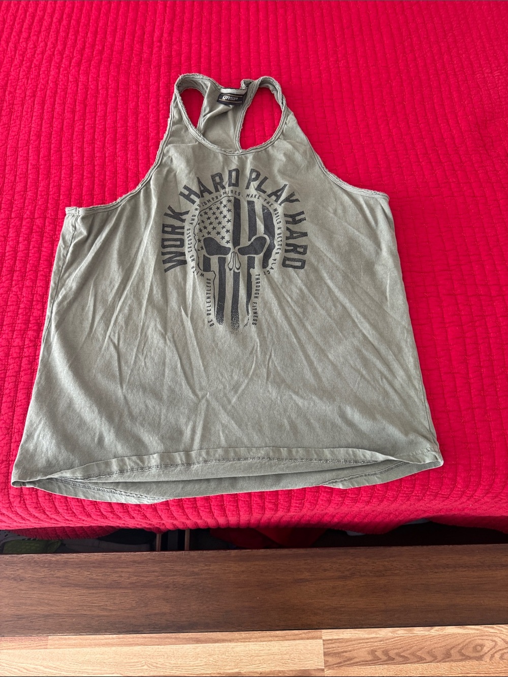 Men's Military Green Graphic Racerback Tank Top - Unknown Brand